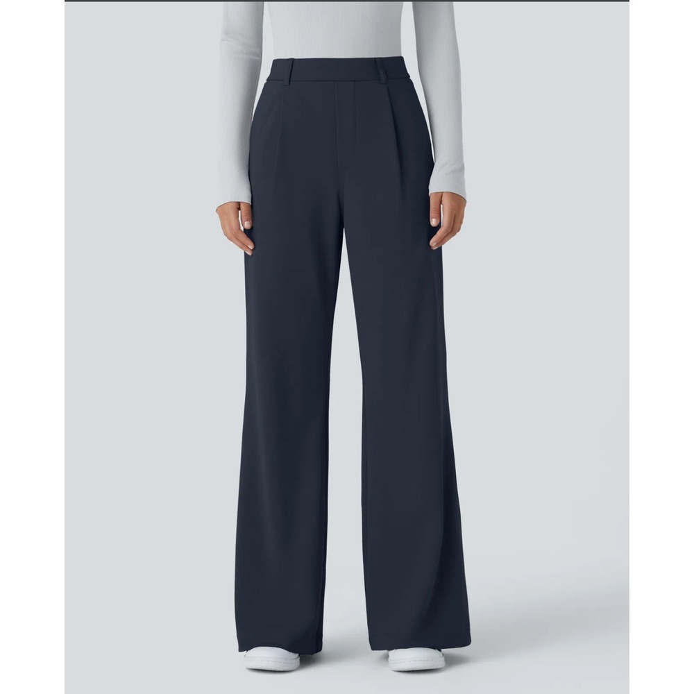 NEW Halara Flex™ DayStretch High Waisted Pocket Work Flare Pants‎ Size XL/P Navy